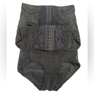Vtg Delta Burke Black Floral Laced Corset Shapewear Panties & 1 Unbranded L/XL